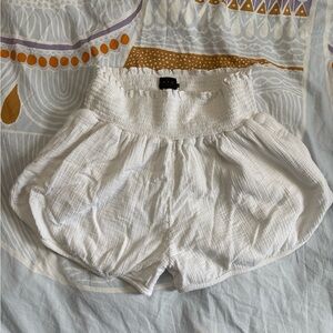 Hatch maternity White Smocked High-Waist Shorts size 3